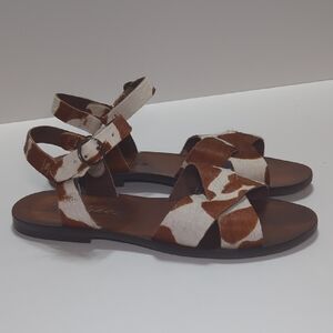 Matisse Animal Print Faux Fur Crisscross Women's Sandals Size 7